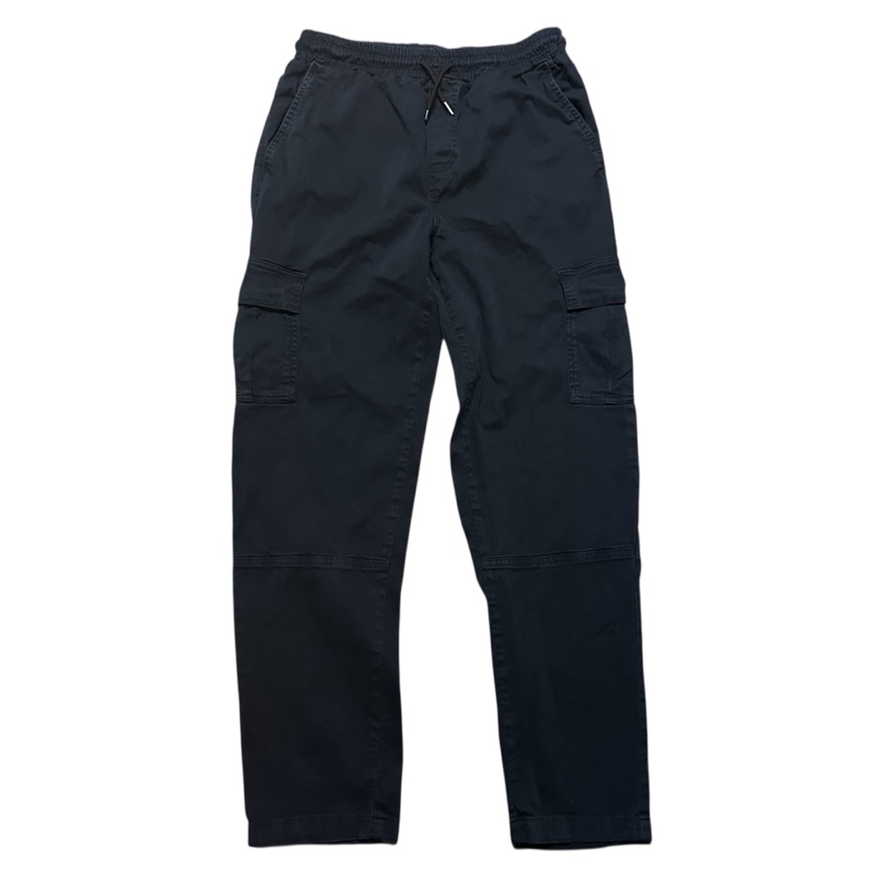 BoohooMan Straight Leg Garment Dyed Twill Cargo Pants M Navy